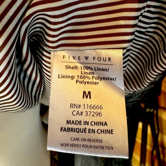 Five Four Linen Jacket Coat Men’s NWT M - Picture 8 of 9